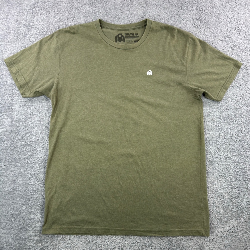 INTO THE AM Mens Olive Green Heathered Short Sleeve Graphic Logo T-Shirt Size L